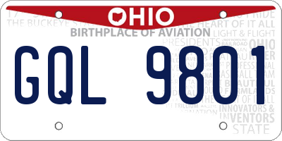 OH license plate GQL9801