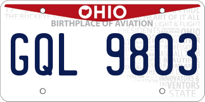 OH license plate GQL9803