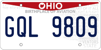 OH license plate GQL9809