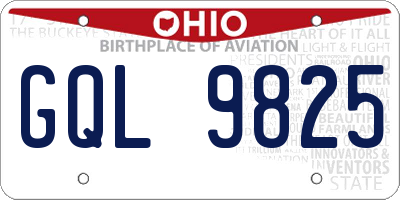 OH license plate GQL9825