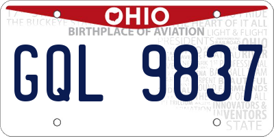 OH license plate GQL9837