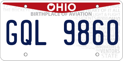OH license plate GQL9860