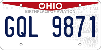 OH license plate GQL9871