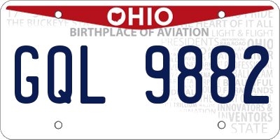 OH license plate GQL9882