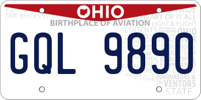 OH license plate GQL9890