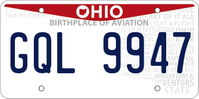 OH license plate GQL9947