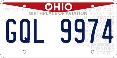 OH license plate GQL9974