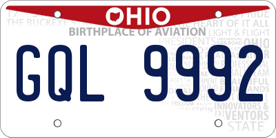 OH license plate GQL9992