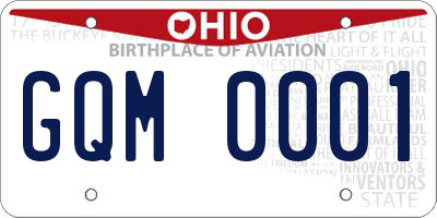OH license plate GQM0001