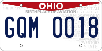 OH license plate GQM0018
