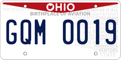 OH license plate GQM0019