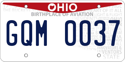 OH license plate GQM0037