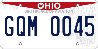 OH license plate GQM0045