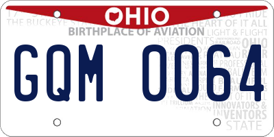 OH license plate GQM0064
