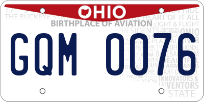 OH license plate GQM0076