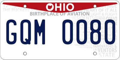 OH license plate GQM0080