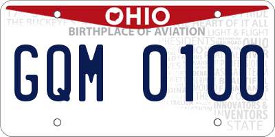 OH license plate GQM0100