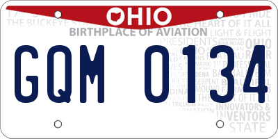 OH license plate GQM0134