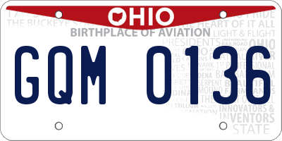OH license plate GQM0136