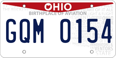 OH license plate GQM0154