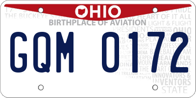 OH license plate GQM0172