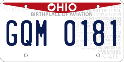 OH license plate GQM0181