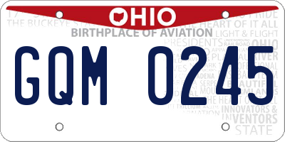 OH license plate GQM0245