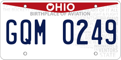 OH license plate GQM0249