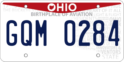 OH license plate GQM0284