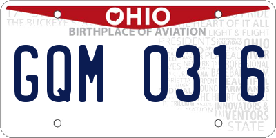 OH license plate GQM0316