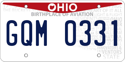 OH license plate GQM0331