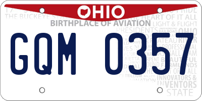 OH license plate GQM0357