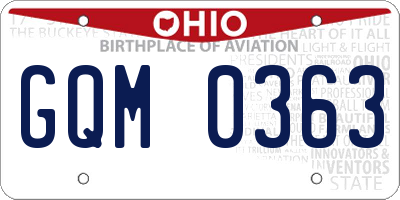 OH license plate GQM0363