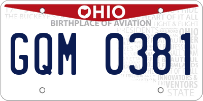 OH license plate GQM0381