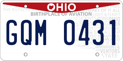OH license plate GQM0431
