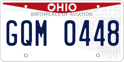 OH license plate GQM0448