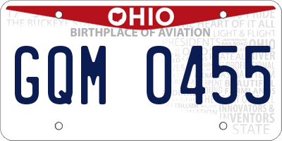 OH license plate GQM0455