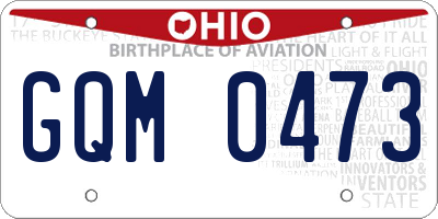 OH license plate GQM0473
