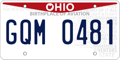 OH license plate GQM0481