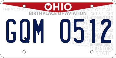 OH license plate GQM0512