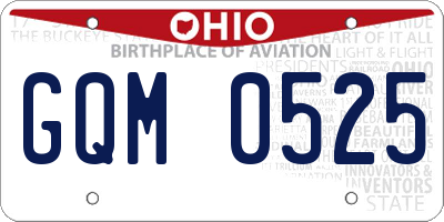 OH license plate GQM0525