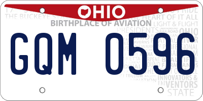 OH license plate GQM0596