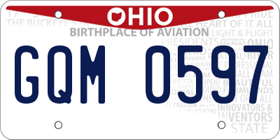 OH license plate GQM0597