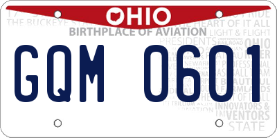 OH license plate GQM0601