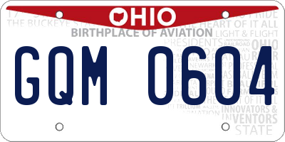 OH license plate GQM0604