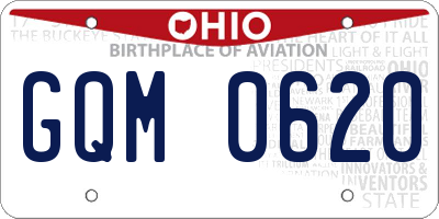 OH license plate GQM0620