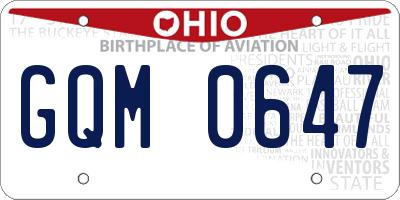 OH license plate GQM0647