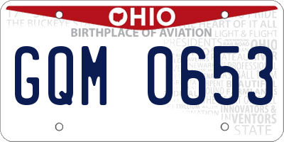 OH license plate GQM0653