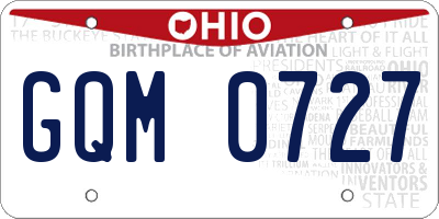 OH license plate GQM0727