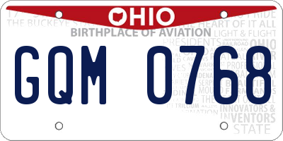 OH license plate GQM0768